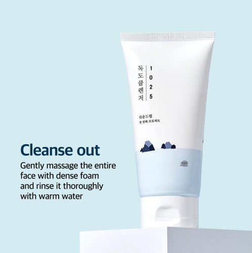 Round Lab 1025 Dokdo Cleanser 150ml - cleanse out how to use banner - Korean skincare from 2M Beauty