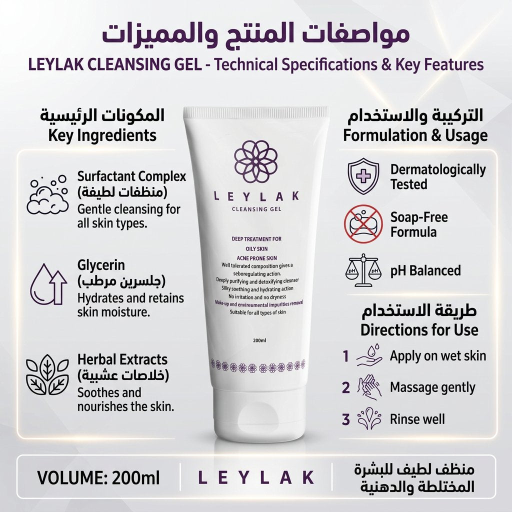 جل تنظيف ليليك 200 مل - 2M Beauty