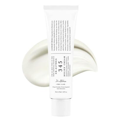 Dr. Althea 345 Relief Cream 50ml - relief cream tube with swatch - Korean skincare from 2M Beauty