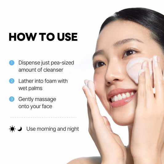 Round Lab 1025 Dokdo Cleanser 150ml - how to use massage and rinse - Korean skincare from 2M Beauty