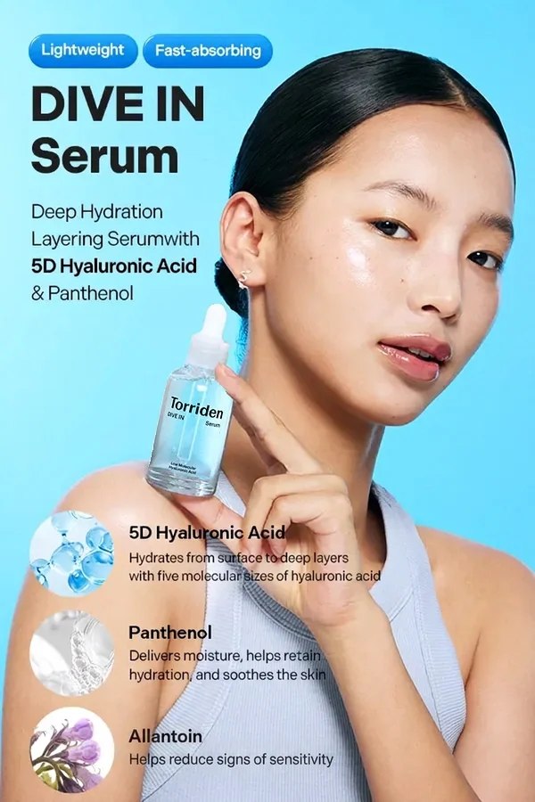Torriden DIVE-IN Low Molecular Hyaluronic Acid Serum 50ml - 5D hyaluronic acid complex - Korean skincare from 2M Beauty