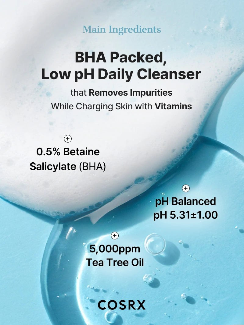 COSRX Low pH Good Morning Gel Cleanser 150ml - BHA packed low pH daily cleanser - Korean skincare from 2M Beauty