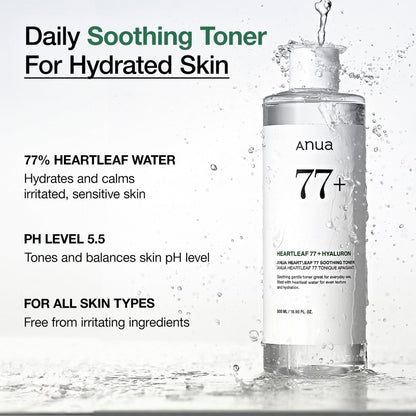 Anua Heartleaf 77% Soothing Toner 250ml - 77% heartleaf water pH 5.5 - Korean skincare from 2M Beauty