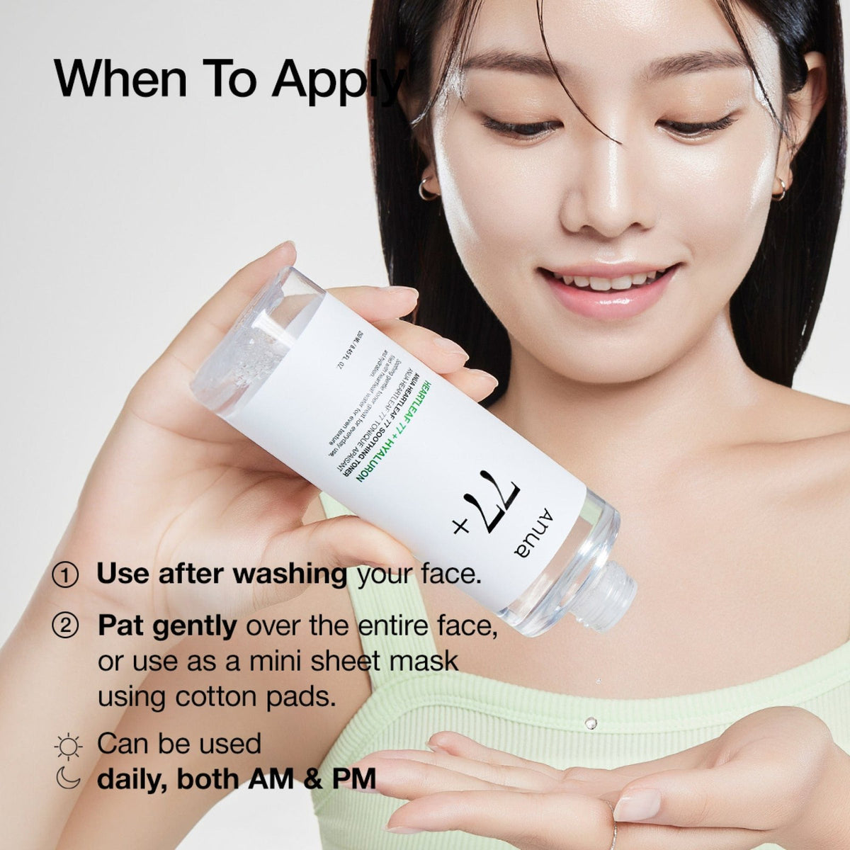 Anua Heartleaf 77% Soothing Toner 250ml - when to apply - Korean skincare from 2M Beauty