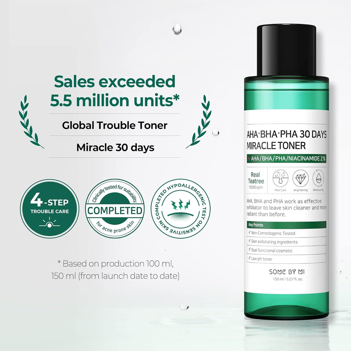 Some By Mi AHA BHA PHA 30 Days Miracle Toner 150ml - 5.5 million units sold - Korean skincare from 2M Beauty