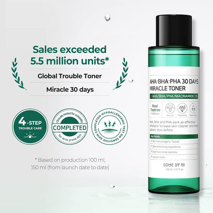 Some By Mi AHA BHA PHA 30 Days Miracle Toner 150ml - 5.5 million units sold - Korean skincare from 2M Beauty