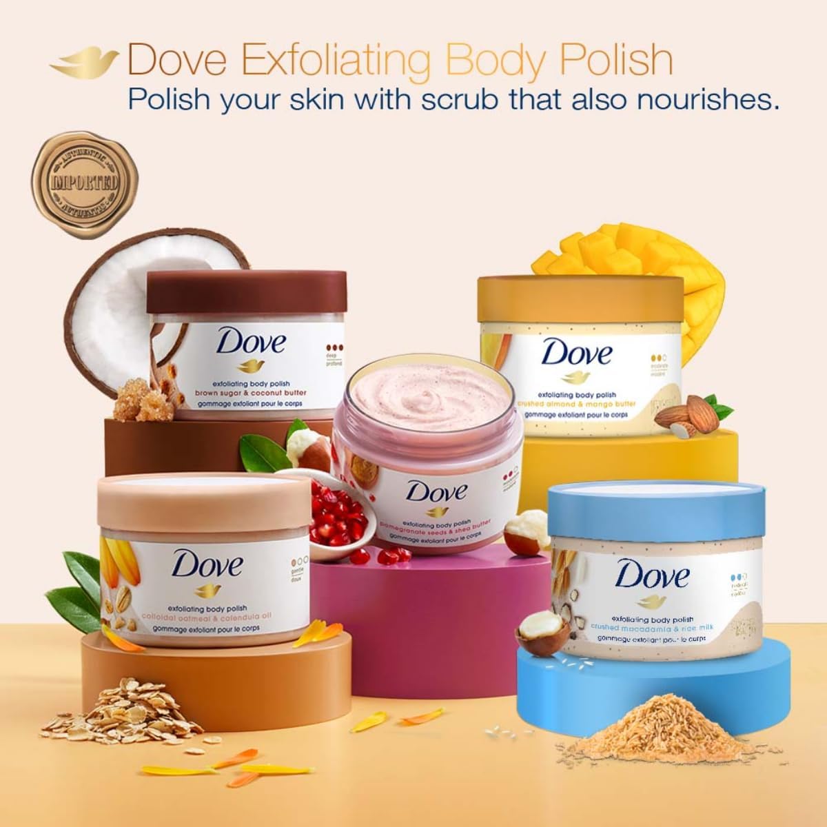Dove Body Scrub – Assorted Scents (298g)