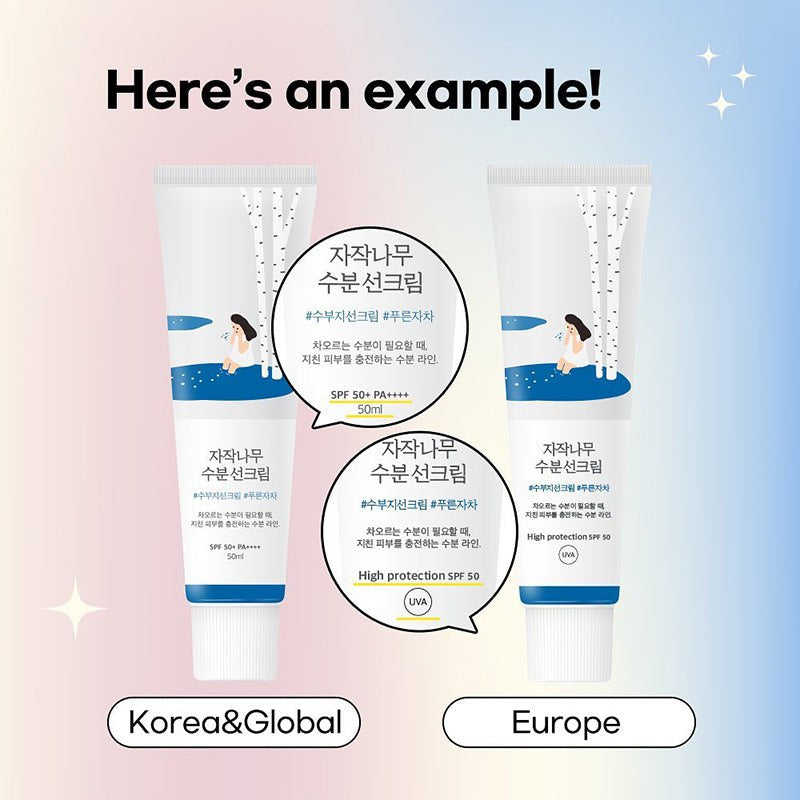 Round Lab Birch Juice Moisturizing Sun Cream SPF50+ 50ml - packaging example bubbles - Korean skincare from 2M Beauty