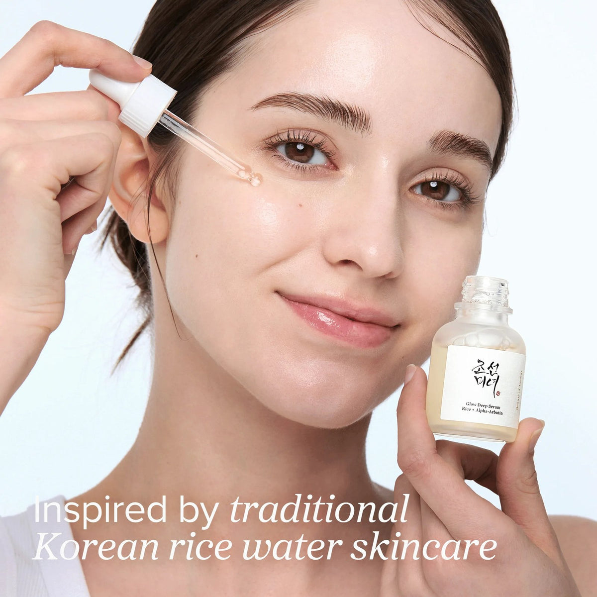 Beauty of Joseon Glow Deep Serum Rice + Alpha-Arbutin 30ml - model application - Korean skincare from 2M Beauty