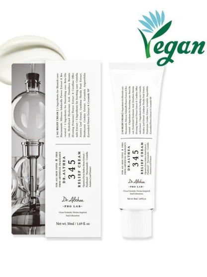 Dr. Althea 345 Relief Cream 50ml - tube and box with vegan leaf - Korean skincare from 2M Beauty