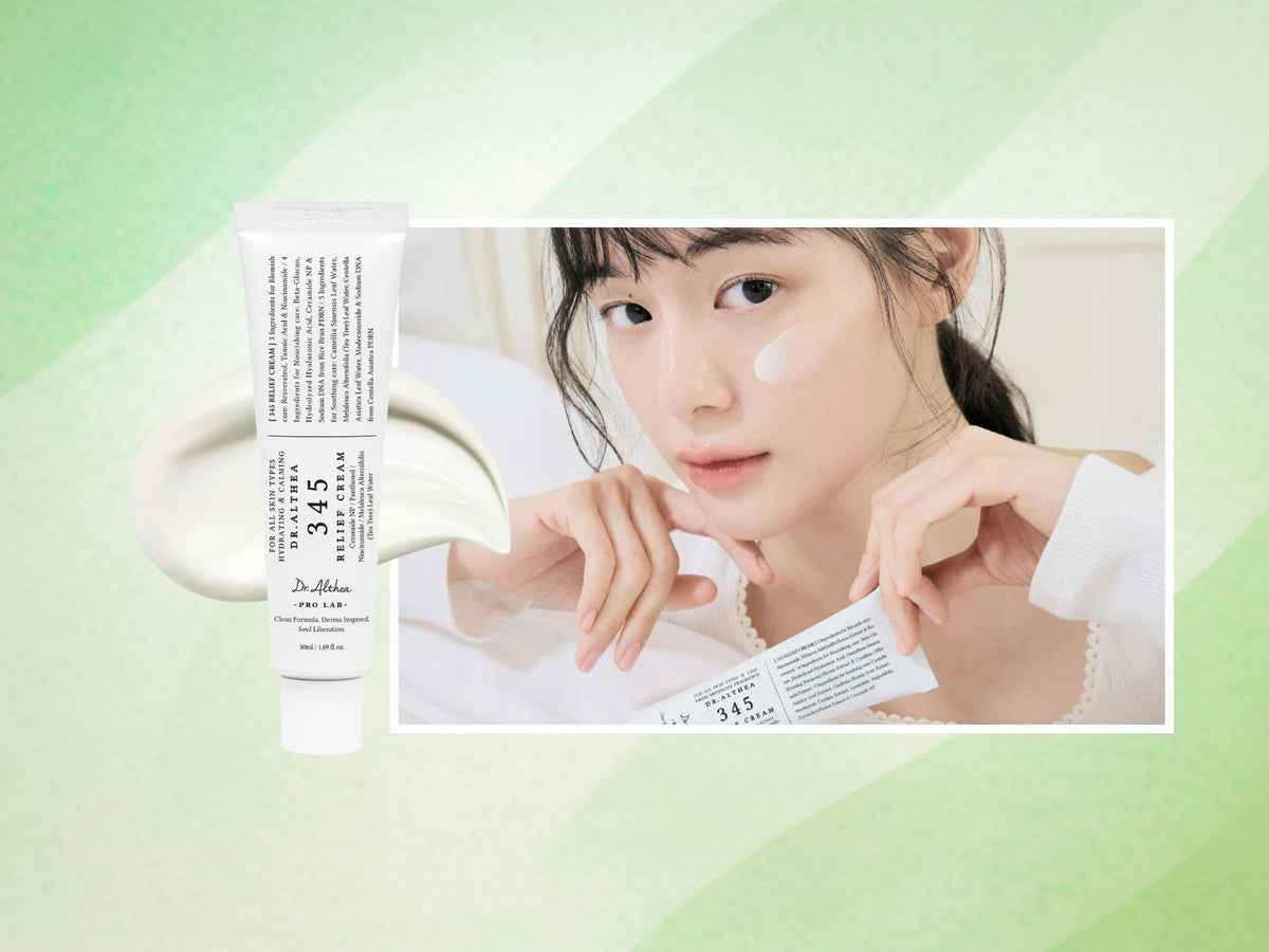 Dr. Althea 345 Relief Cream 50ml - model applying cream - Korean skincare from 2M Beauty