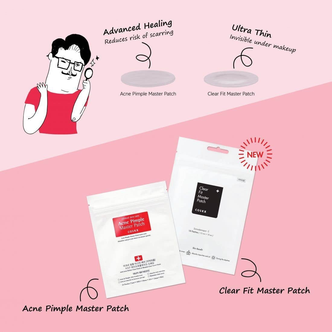 COSRX Acne Pimple Master Patch 24pcs - ultra thin adhesive - Korean skincare from 2M Beauty