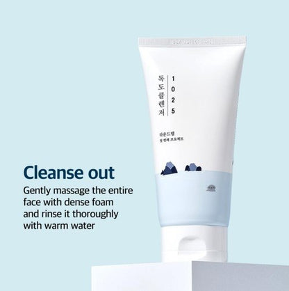Round Lab 1025 Dokdo Cleanser 150ml - cleanse out how to use banner - Korean skincare from 2M Beauty